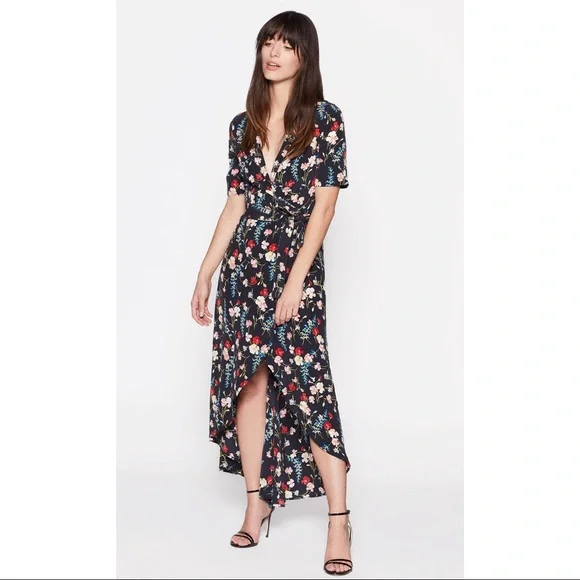 Equipment Imogene silk wrap dress, black floral, S - Picture 3 of 10